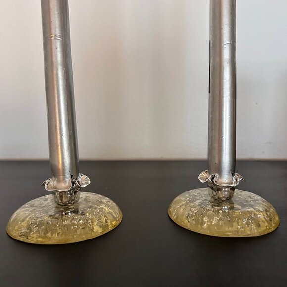 Vintage Lucite & Silver Flake Taper Candle Holders – 1960s/70s Mid-Century Glam - Picture 7 of 10